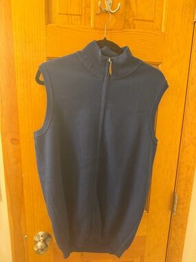 Men's Navy Sleeveless Zip Mock Neck Sweater Vest